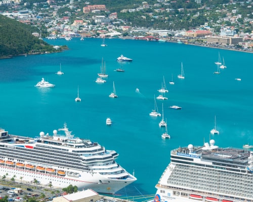 Cruise ships waiting to depart